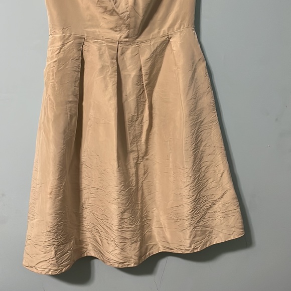 J Crew Formal Party Silk Dress Golden Tan Side Pockets Size 0p - Picture 3 of 6